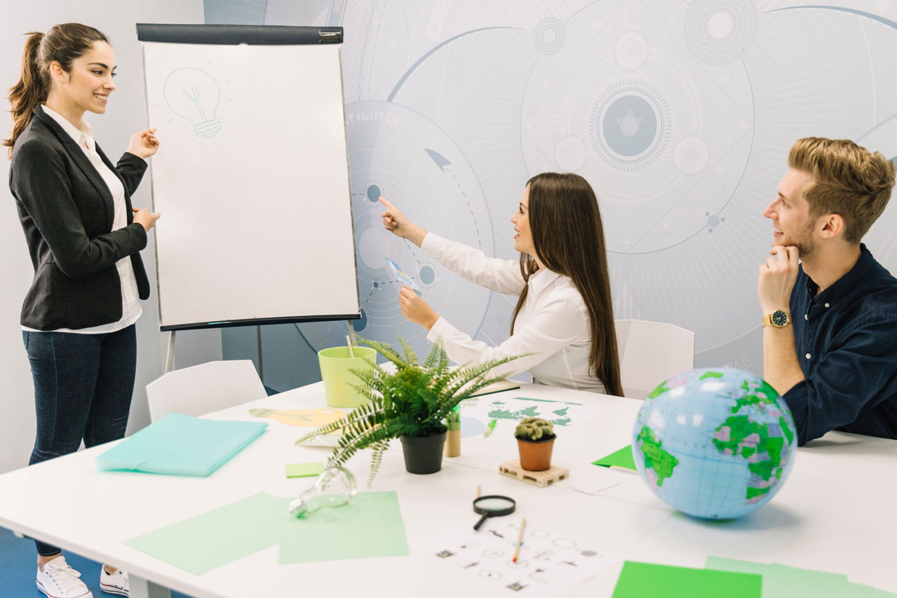 group businesspeople discussing energy saving during business meeting 1